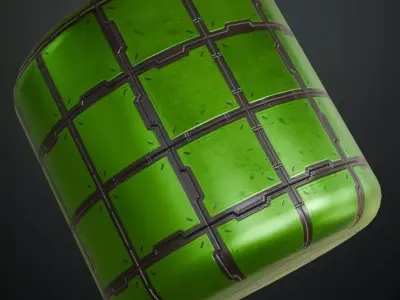 Greenish Metal Plate Sci-Fi PBR Seamless Texture