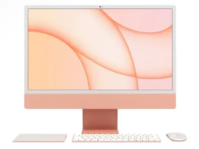 Apple iMac 24 inch 2021 Orange Low-poly 3D model