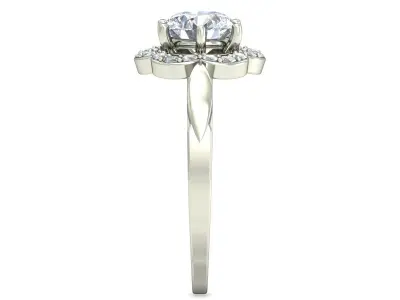 Elegant Floral Diamond Ring in Sterling Silver 3D print model
