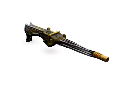 Ornate Steampunk MultiBarreled Rifle Low-poly 3D model