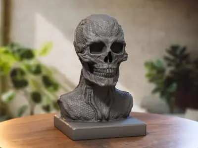 Robot Skull dragon bust Cyborg skull dragon 3D print model buy