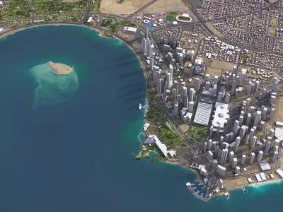 Doha - 3D City Model Low-poly 3D model