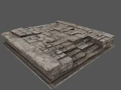 Stairs stone wall with bricks Low-poly 3D model