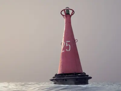 Buoy River RB-6-01 Right Side Mark Low-poly 3D model