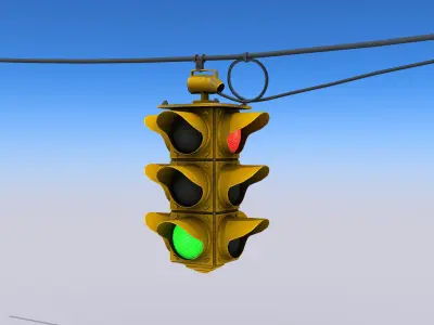 Hanging Traffic Lights Low-poly 3D model