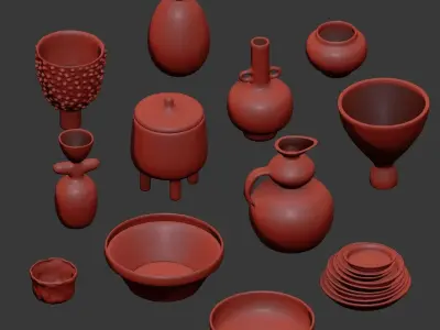 Pottery Set V1 - 12 models 3D model