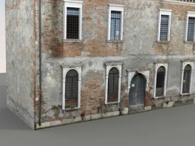 Low Poly Apartment Building Venice 001 3D Model Low-poly 3D model