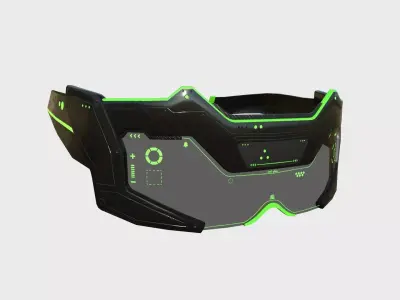 SciFi Glasses F03 Black Green - Character Design Fashion Low-poly 3D model