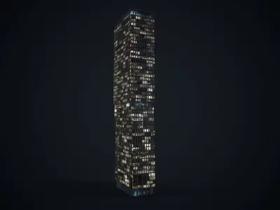 Apartment Building Day and Night Low-poly 3D model
