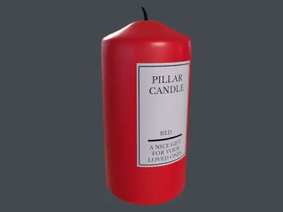 Candles and candleholders-Pillar Candle-GAME READY Low-poly 3D model