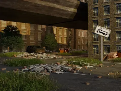 Abandoned city  Low-poly 3D model