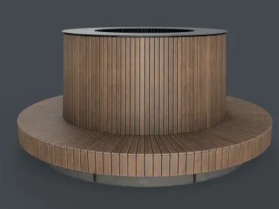 Modern Outdoor Bench 121 PBR Game Ready Low-poly 3D model