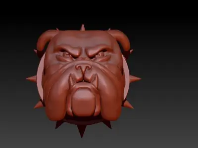 Bull Dog Head Pendant Charm Necklace Light Weight Jewelry 3D print model
