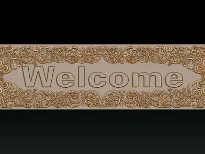WELCOME ORNAMENTAL CNC SIGN 3D RELIEF MODEL 3D print model