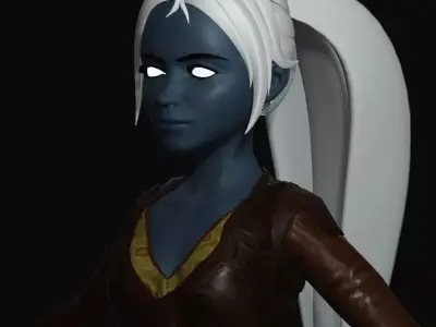 Dagger Hunter Fighter Woman 3D Model Full Rigged with Weapon Low-poly 3D model