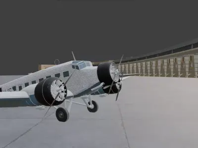 FLUGHAFEN TEMPELHOF landing area with Ju52 1936 skin 3D model