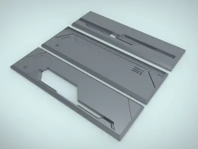 sci-fi kitbash wall 2 3D print model