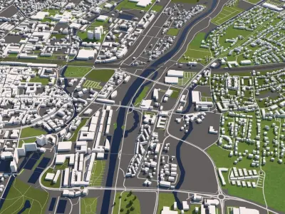 St Polten Austria 50x50km 3D model