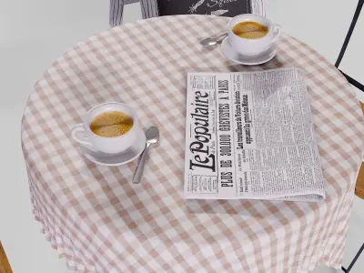 Street cafe objects Low-poly 3D model