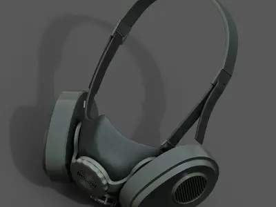 Gas mask helmet 3d model military combat fantasy cyborg armor  Low-poly 3D model