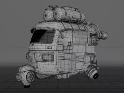 Scifi Auto Rikshaw Low-poly 3D model