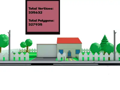 Cartoon House Low-poly 3D model