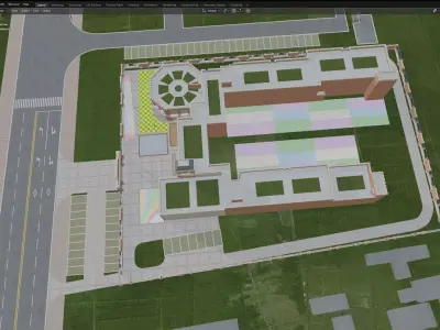 Kindergarten Campus with Colorful Playgrounds 3D model