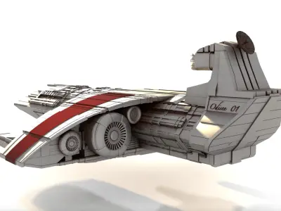 ODYSSEY COMBAT SPACESHIP Low-poly 3D model