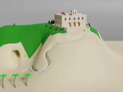 Sanctuary on a rock 3D model