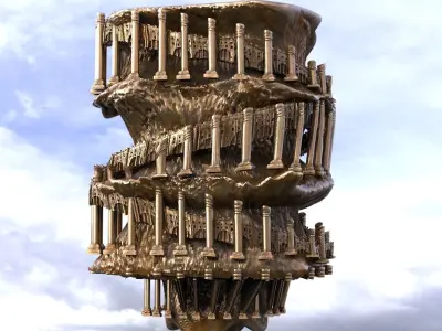 Spiral Tower fantasy or Sci fi 3D model