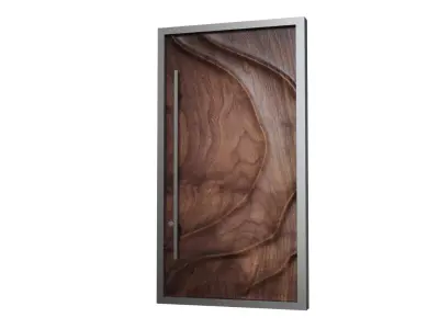 Entrance wood door Low-poly 3D model