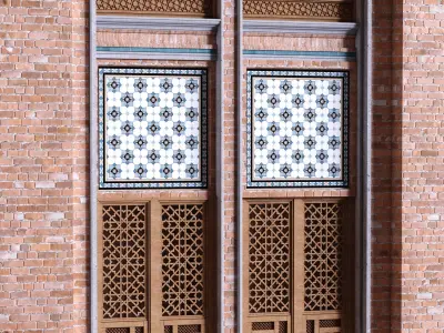 arabic exterior facade element set 812 Low-poly 3D model