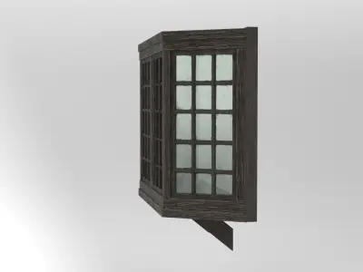 Medieval Bay Window Glass and Wood 3D Model Tudor Low-poly 3D model