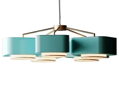 Contemporary Art Deco Mint green and Red Pendant Light 3D model
