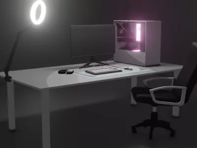 Toon Shaded Pc Desk  3D model