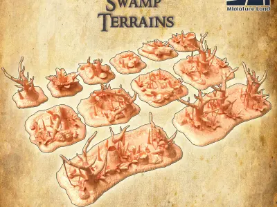 Modular Swamp Terrain Tabletop Terrain 28 MM 3D print model