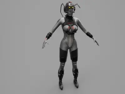 Sci-Fi Female Unit Low-poly 3D model