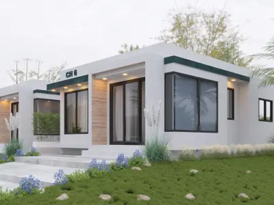 small town home sketchup modal Low-poly 3D model