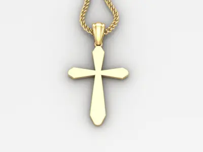 Light Gold 18K Cross Pendant 1CP046 3D print model