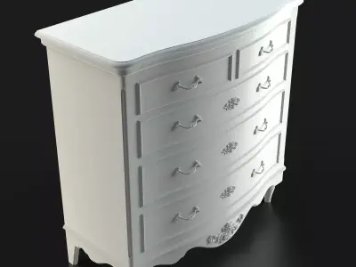 Antique-Style Chest of 5 Drawers 3D model