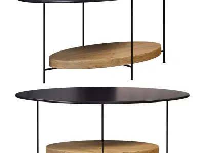 Modern Black Natural Coffee Table By Homary 3D model