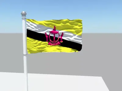 Brunei Darussalam Flag 3D model