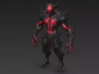 Red Humanoid Monster 3D Model 3D model