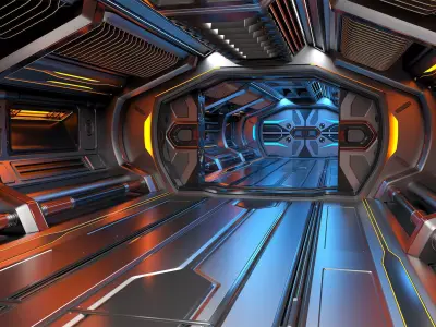 SCI - FI MODULAR CORRIDOR 3 3D model