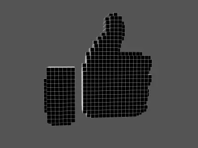 Voxel Facebook Like Button v1 008 Low-poly 3D model
