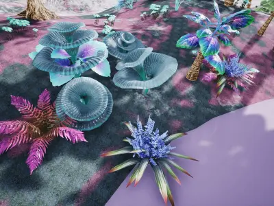 Alien Vegetation UNREAL Low-poly 3D model