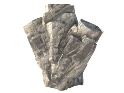 Grey white rock Low-poly 3D model
