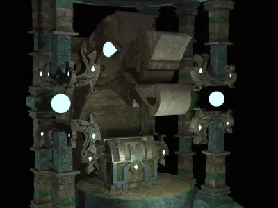 Viking Chest Monument Low-poly 3D model
