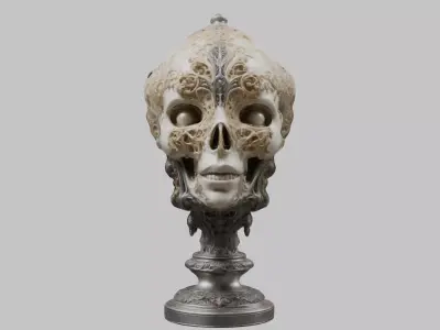 3D Skull on Pedestal - High-Quality Model for Art and Design Low-poly 3D model