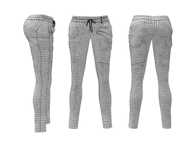 Harem Pants Front Tied Low-poly 3D model